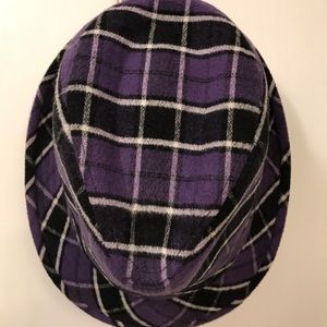 Purple & black plaid fedora